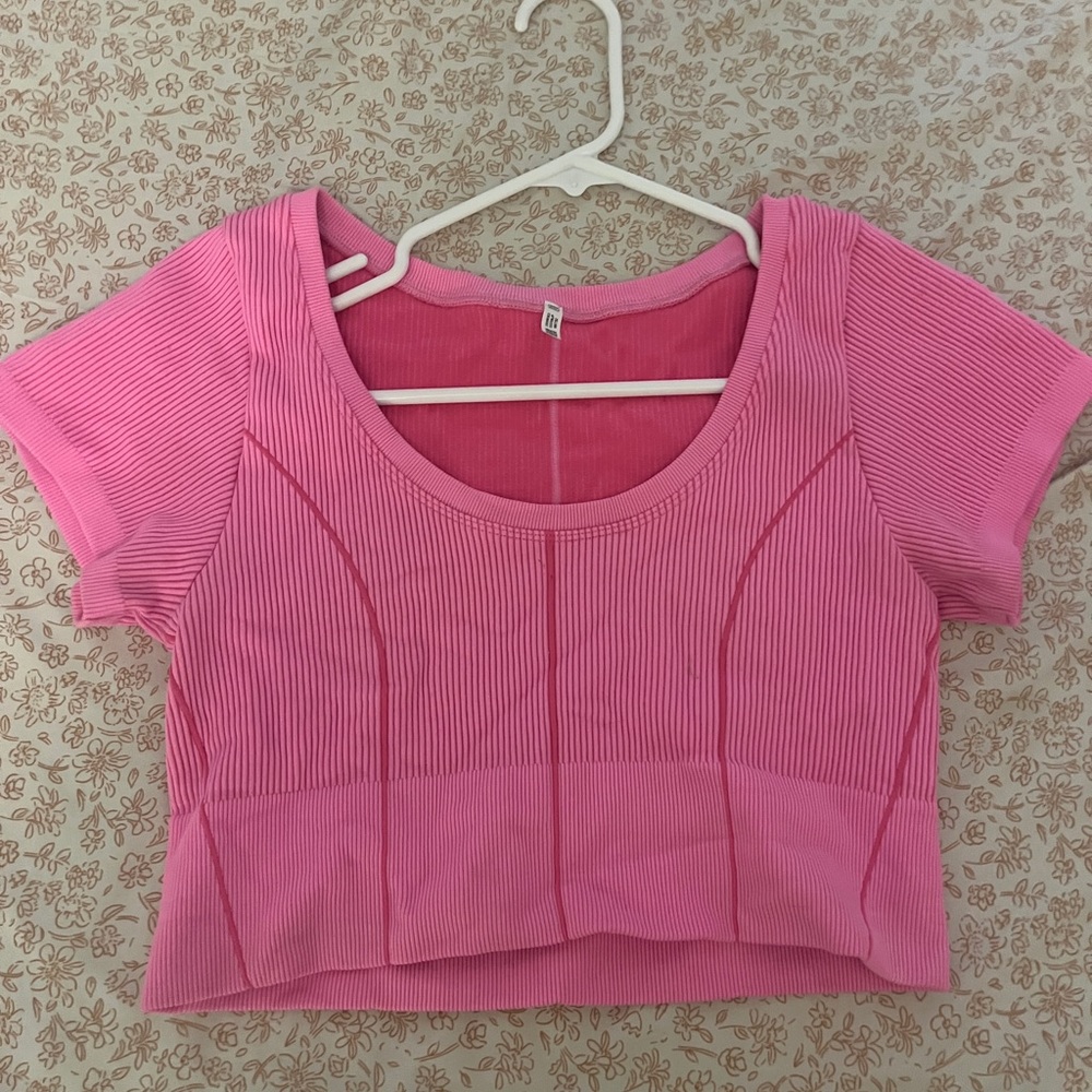 Aerie Pink Ribbed Crop Top
